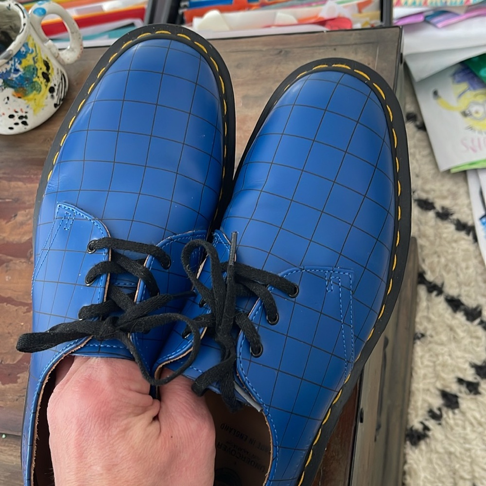Dr. Martens 1461 Blue Grid Leather Oxford - Men's - Picture 6 of 9